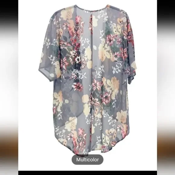 Flower Shrug, Open Front Loose Blouse Multi Versatile. Stunning. Closet Staple!! - Picture 7 of 8